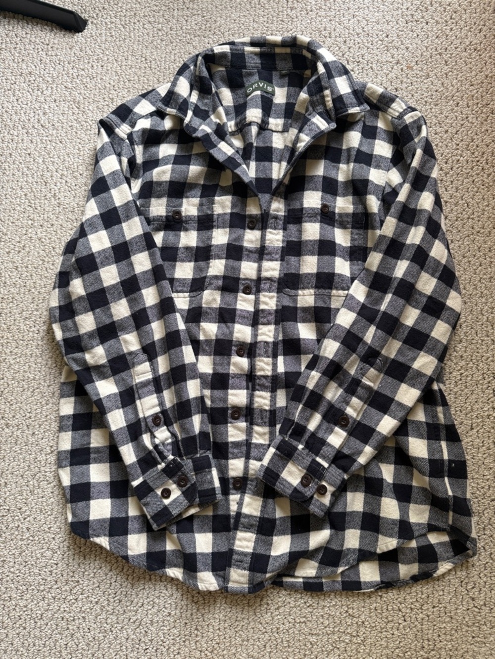 Orvis Black and Cream Buffalo Check Button-Down Shirt